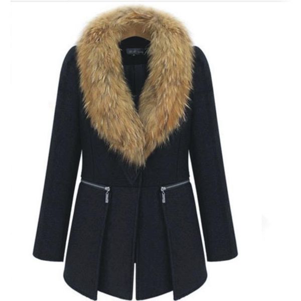 large size woolen women's coat and fur collar mid-length fashion long sleeve spring autumn e541 wool & blends, Black
large size woolen women's coat and fur collar mid-length fashion long sleeve spring autumn e541 wool & blends, Black