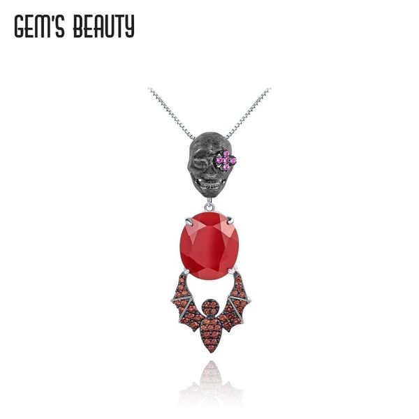chains gem's beauty 925 sterling silver necklace for women human skeleton bat oval natural red agate handmade pendant 2021 trend
chains gem's beauty 925 sterling silver necklace for women human skeleton bat oval natural red agate handmade pendant 2021 trend