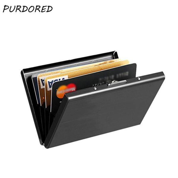 card holders purdored 1 pc slim business men's pack case stainless steel box holder drop, Brown;gray
card holders purdored 1 pc slim business men's pack case stainless steel box holder drop, Brown;gray