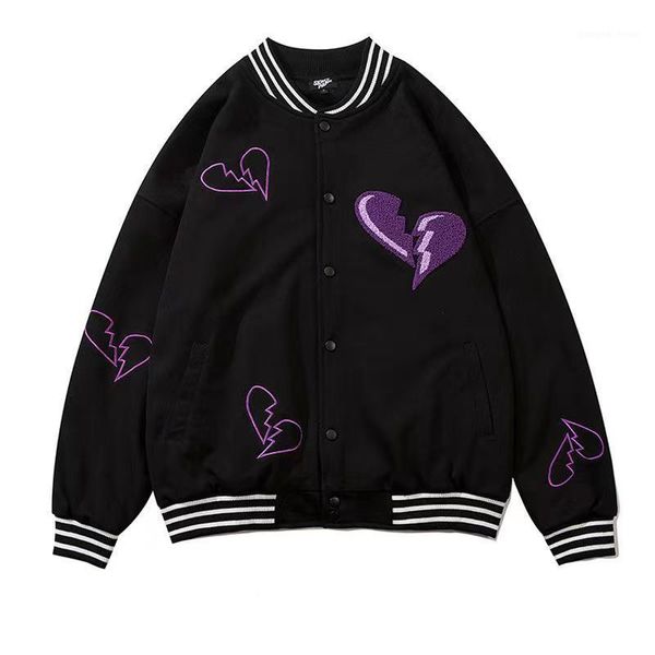 men's jackets american streetwear varsity jacket men heart embroidery baseball uniform woman 2021 autumn casual hip hop couple bf bombe, Black;brown
men's jackets american streetwear varsity jacket men heart embroidery baseball uniform woman 2021 autumn casual hip hop couple bf bombe, Black;brown