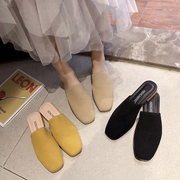 slippers knit low heel women square toe mule shoes summer breathable stretch fabric casual sandals closed, Black
slippers knit low heel women square toe mule shoes summer breathable stretch fabric casual sandals closed, Black