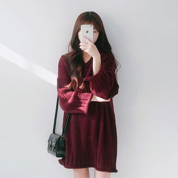 casual dresses jiayan women sweater dress 2021 winter korean v-neck vintage long-sleeved woolen knitted loose long women's clothing, Black;gray
casual dresses jiayan women sweater dress 2021 winter korean v-neck vintage long-sleeved woolen knitted loose long women's clothing, Black;gray