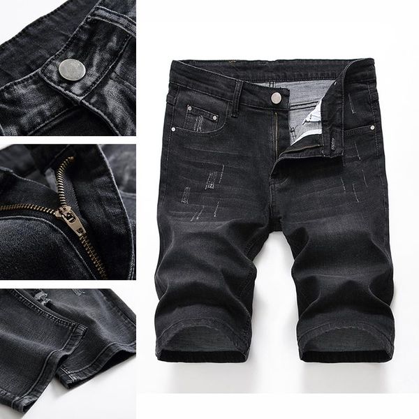 men's jeans black ripped casual five-point pants slim korean version of the trend wild summer, Blue
men's jeans black ripped casual five-point pants slim korean version of the trend wild summer, Blue