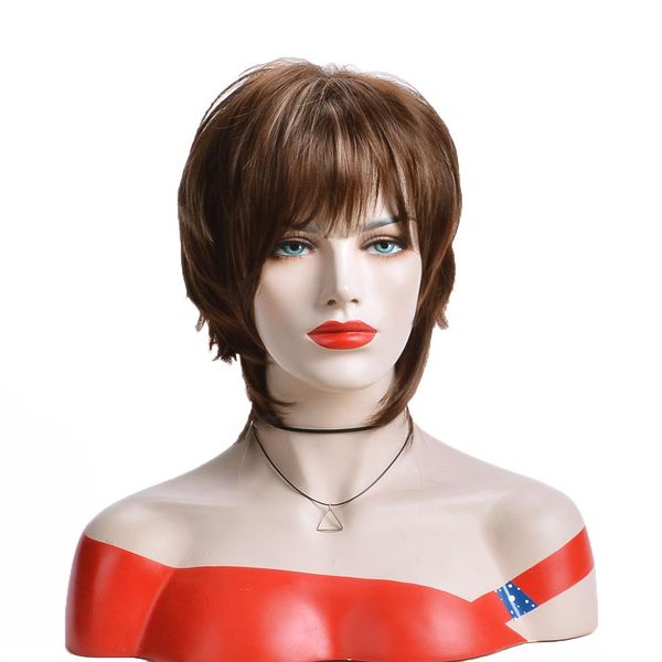 short mix brown synthetic wig for white women daily with bangs systhetic hair cosplay heat resistant fibre natural curly wigs, Black
short mix brown synthetic wig for white women daily with bangs systhetic hair cosplay heat resistant fibre natural curly wigs, Black