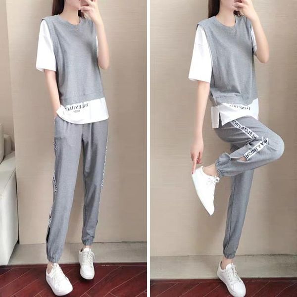 women's two piece pants leisure sports suit women summer fashion loose o-neck short sleeve pullovers + ankle-length harem set, White
women's two piece pants leisure sports suit women summer fashion loose o-neck short sleeve pullovers + ankle-length harem set, White