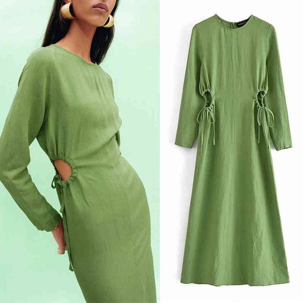 za summer women hollow out dress solid midi long sleeve casual party vestido elegant o-neck a-line girls street outfits 210422, Black;gray
za summer women hollow out dress solid midi long sleeve casual party vestido elegant o-neck a-line girls street outfits 210422, Black;gray