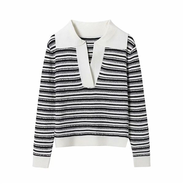 causal women black and white striped sweater fashion ladies turn down collar knitted streetwear female chic pullover 210427, White;black
causal women black and white striped sweater fashion ladies turn down collar knitted streetwear female chic pullover 210427, White;black
