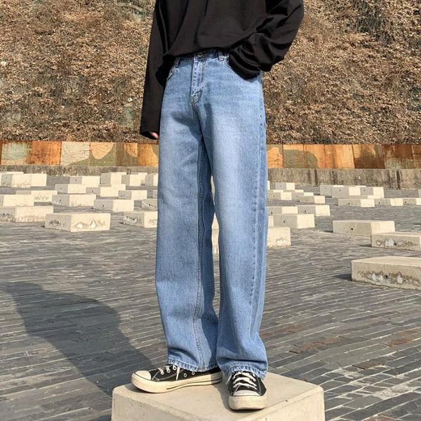 men's jeans 2021 spring autumn men cool casual high waist pants male wide leg long fashion youth loose trousers w489, Blue
men's jeans 2021 spring autumn men cool casual high waist pants male wide leg long fashion youth loose trousers w489, Blue