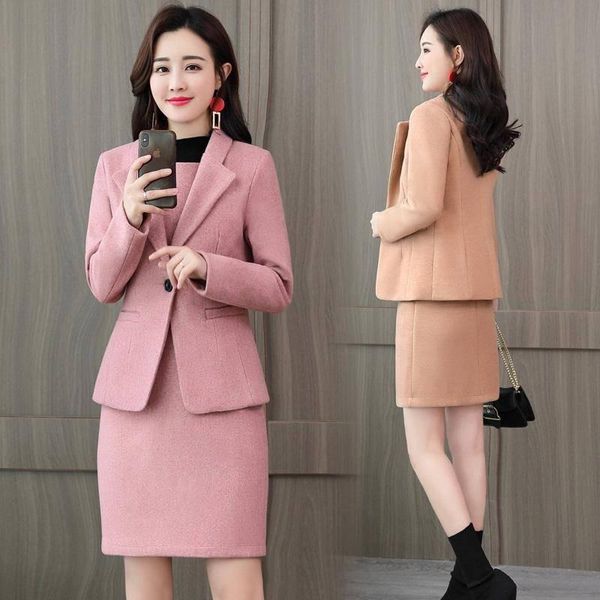 two piece dress sets of woolen women's fashion overalls suit skirt 2021 winter vest + blazer, White
two piece dress sets of woolen women's fashion overalls suit skirt 2021 winter vest + blazer, White