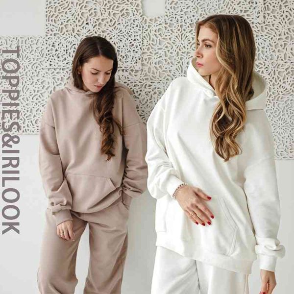ies women hoodies and sweatpants white tracksuits female two piece solid color pullovers jacket lounge wear 210412
ies women hoodies and sweatpants white tracksuits female two piece solid color pullovers jacket lounge wear 210412
