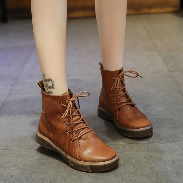boots women leather winter handmade lace-up woman shoes casual ankle for fashion round 368, Black
boots women leather winter handmade lace-up woman shoes casual ankle for fashion round 368, Black
