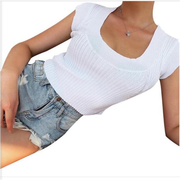 women's t-shirt summer 2021 women u collar pure color feifei sleeve kniting short casual slim bare midriff tee, White
women's t-shirt summer 2021 women u collar pure color feifei sleeve kniting short casual slim bare midriff tee, White