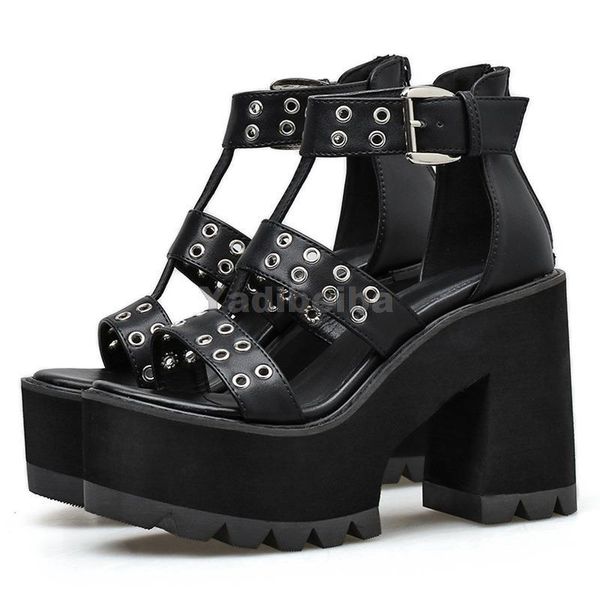 sandals rivet shoes women for party rock style blakc block heel platform back zipper summer footwear gladiator pumps, Black
sandals rivet shoes women for party rock style blakc block heel platform back zipper summer footwear gladiator pumps, Black