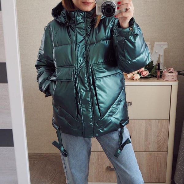women's down & parkas winter women thicken warm hooded coat short jackets casual loose windprood shiny big pocket female lr1721, Black
women's down & parkas winter women thicken warm hooded coat short jackets casual loose windprood shiny big pocket female lr1721, Black