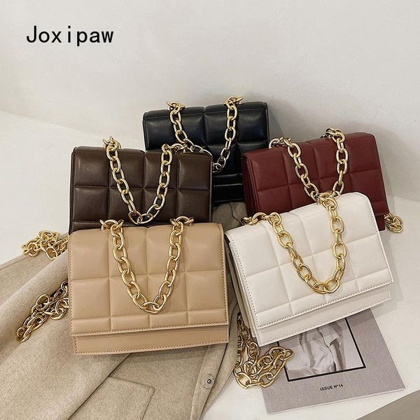 evening bags thick metal chain square lattice pu leather shoulder bag women designer crossbody female chic purse high quality
evening bags thick metal chain square lattice pu leather shoulder bag women designer crossbody female chic purse high quality