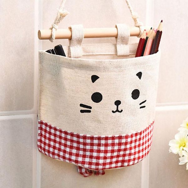 cartoon fabric storage bag organizer wall-mounted hanging bags diy handmade space-saving kawaii