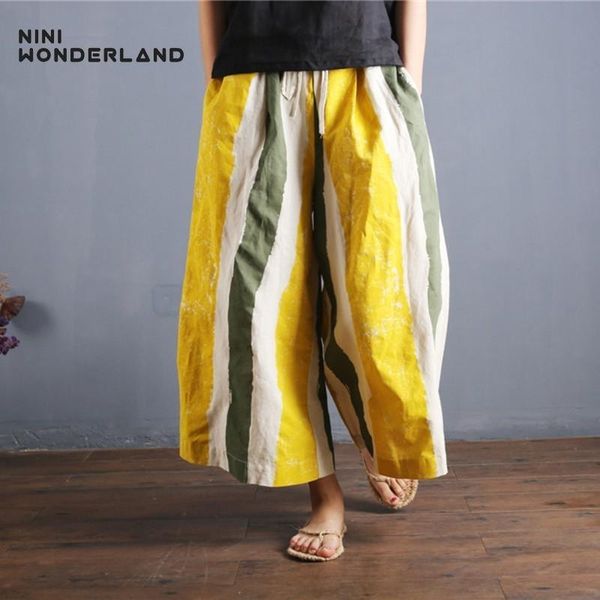 women's pants & capris nini wonderland spring summer striped ankle length women fashion wide leg female cotton linen trousers large siz, Black;white
women's pants & capris nini wonderland spring summer striped ankle length women fashion wide leg female cotton linen trousers large siz, Black;white