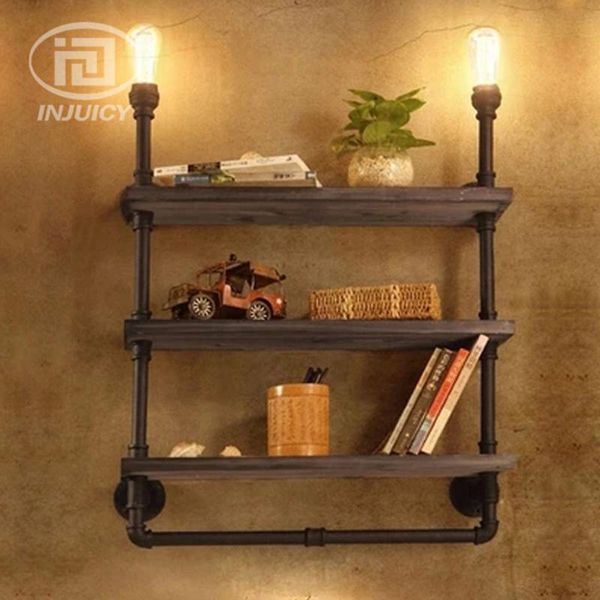 vintage industrial water pipe iron led wall lamp wooden bookshelf lighting decoration office cafe store study decor lamps
vintage industrial water pipe iron led wall lamp wooden bookshelf lighting decoration office cafe store study decor lamps