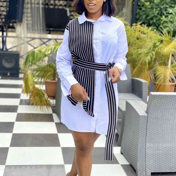 two piece dress women shirt loose plus size long sleeves patchwork with waist belt button up casual fashion spring summer office e, White
two piece dress women shirt loose plus size long sleeves patchwork with waist belt button up casual fashion spring summer office e, White