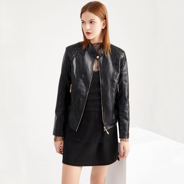 women's leather & faux nice autumn pu jacket women biker motorcycle ladies winter jackets zipper coat female, Black
women's leather & faux nice autumn pu jacket women biker motorcycle ladies winter jackets zipper coat female, Black