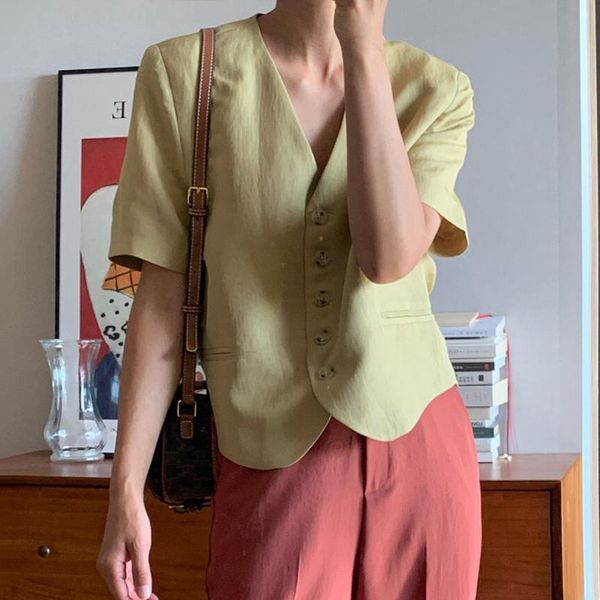 women's blouses & shirts summer wild retro thin v-neck chic single-breasted loose solid color short-sleeved shirt women, White
women's blouses & shirts summer wild retro thin v-neck chic single-breasted loose solid color short-sleeved shirt women, White