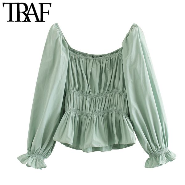 traf women sweet fashion stretch ruffle blouses vintage square collar three quarter sleeve female shirts chic 210415, White
traf women sweet fashion stretch ruffle blouses vintage square collar three quarter sleeve female shirts chic 210415, White