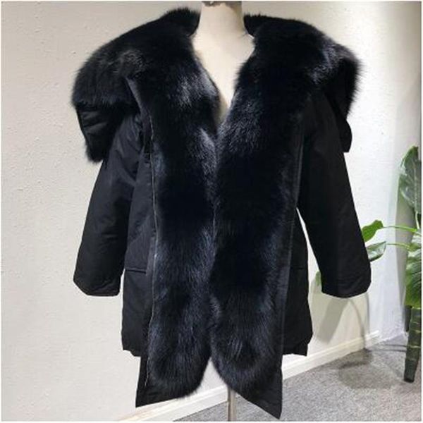 women's fur & faux 2021 winter jacket natural big collar hooded white duck down warm long real coat women parka, Black
women's fur & faux 2021 winter jacket natural big collar hooded white duck down warm long real coat women parka, Black