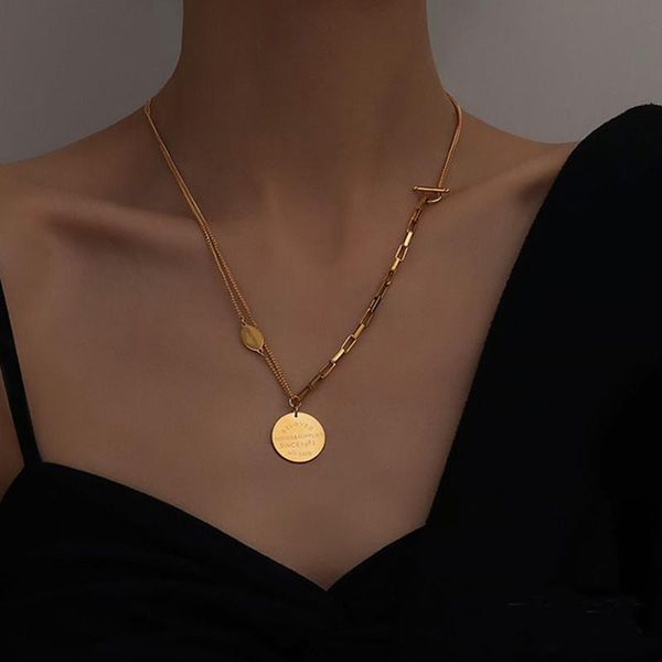 dual purpose luxury t buckle stainless steel round gold plated pendant layered sweater necklace for women birthday party necklaces, Silver
dual purpose luxury t buckle stainless steel round gold plated pendant layered sweater necklace for women birthday party necklaces, Silver