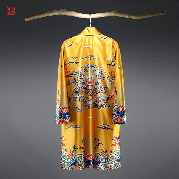 men's trench coats retro ethnic style chinese printed dragon robe coat trendy casual mid-length spring men, Tan;black
men's trench coats retro ethnic style chinese printed dragon robe coat trendy casual mid-length spring men, Tan;black