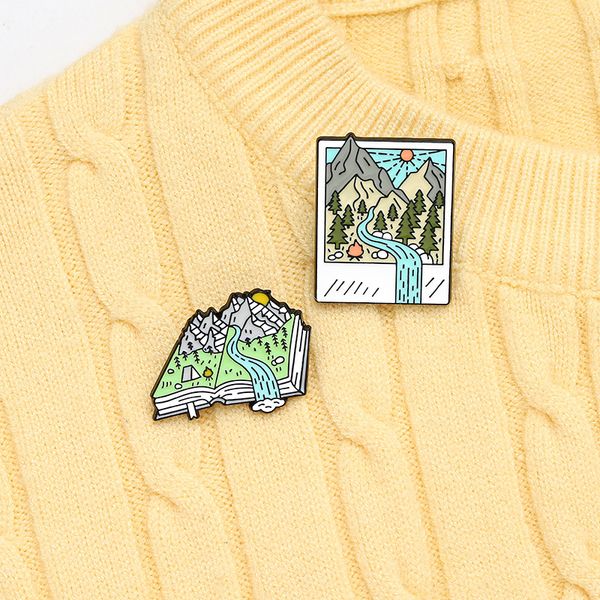 alloy cartoon outdoor travel pins hiking landscape mountain river book brooches for collar clothing aiti light button enamel badge accessori, Gray
alloy cartoon outdoor travel pins hiking landscape mountain river book brooches for collar clothing aiti light button enamel badge accessori, Gray
