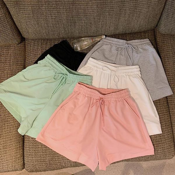 women's shorts ly varey lin summer women elastic waist solid color pink sports wide leg female casual high drawstring loose, White;black
women's shorts ly varey lin summer women elastic waist solid color pink sports wide leg female casual high drawstring loose, White;black
