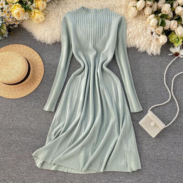 casual dresses lady elegant knitted sweater dress 2021 korea fashion women stand long sleeve empire a-line vestido h8, Black;gray
casual dresses lady elegant knitted sweater dress 2021 korea fashion women stand long sleeve empire a-line vestido h8, Black;gray
