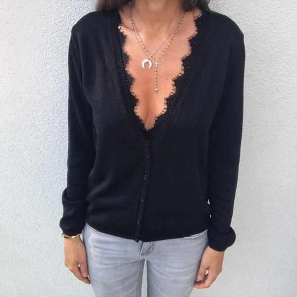 women's sweaters 2021 lace v neck spring cardigans women ladies long sleeve knitted sweater winter female casual knitwear tricot, White;black
women's sweaters 2021 lace v neck spring cardigans women ladies long sleeve knitted sweater winter female casual knitwear tricot, White;black