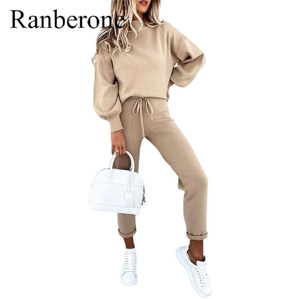 gym clothing ranberone 2 pieces set sport suit female solid lantern sleeve + drawstring pockets design pants fitness women's tracksuit, White;black
gym clothing ranberone 2 pieces set sport suit female solid lantern sleeve + drawstring pockets design pants fitness women's tracksuit, White;black
