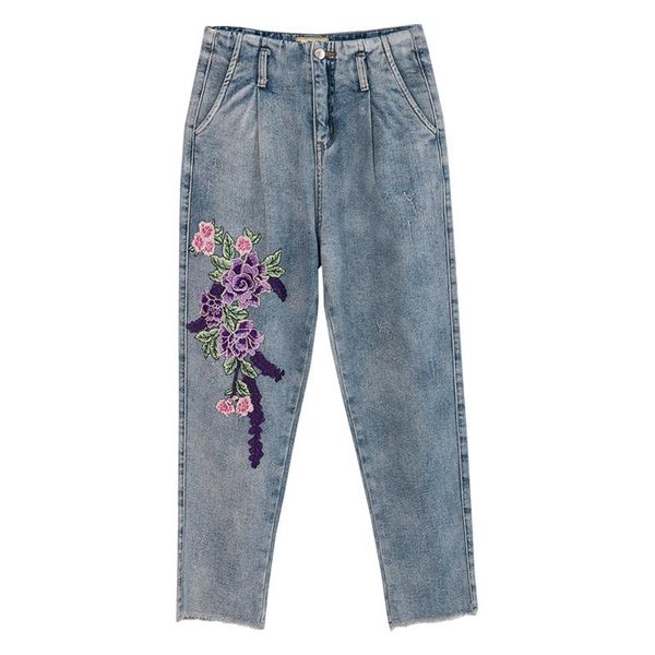 summer spring casual women female high waisted pleated embroidery harem jeans pants , fashion ripped flower denim trousers women's, Blue
summer spring casual women female high waisted pleated embroidery harem jeans pants , fashion ripped flower denim trousers women's, Blue