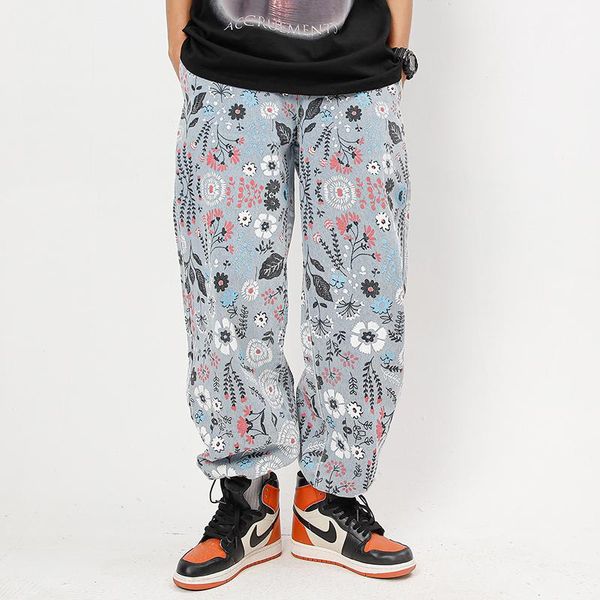 men's jeans color match flower print wide leg ripped denim trousers for men and women straight streetwear baggy pants oversize, Blue
men's jeans color match flower print wide leg ripped denim trousers for men and women straight streetwear baggy pants oversize, Blue
