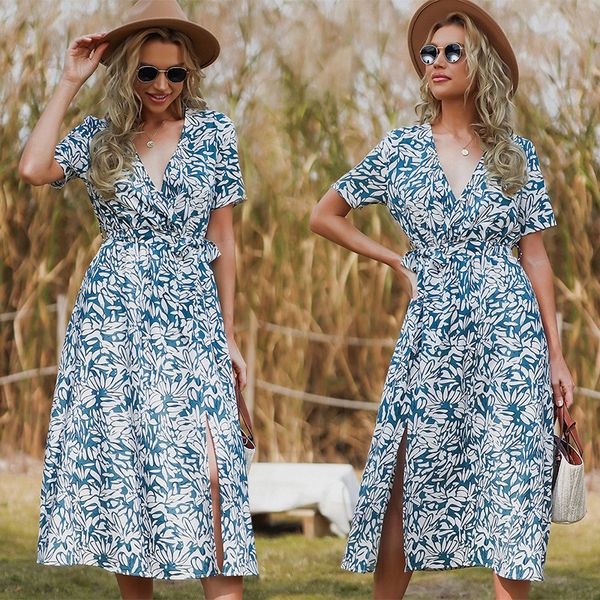 french bubble sleeve dress women's summer new blue broken flower elastic fold retro square neck gentle waist closing skirt, White
french bubble sleeve dress women's summer new blue broken flower elastic fold retro square neck gentle waist closing skirt, White