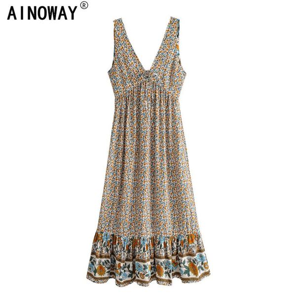 vintage chic women floral print deep v-neck beach bohemian spaghetti sundress ladies rayon cotton boho maxi dress vestidos casual dresses, Black;gray
vintage chic women floral print deep v-neck beach bohemian spaghetti sundress ladies rayon cotton boho maxi dress vestidos casual dresses, Black;gray