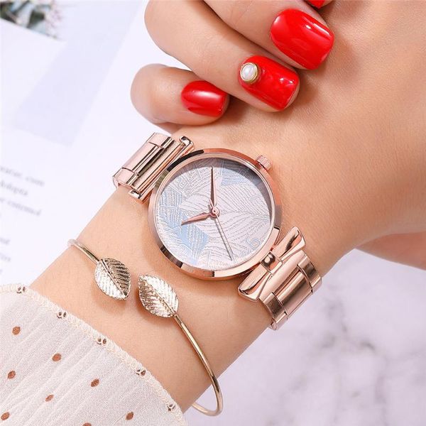 wristwatches watch women rose gold leaves pattern steel strap quartz wrist watches fashion ladies bracelet relogio feminino, Slivery;brown
wristwatches watch women rose gold leaves pattern steel strap quartz wrist watches fashion ladies bracelet relogio feminino, Slivery;brown