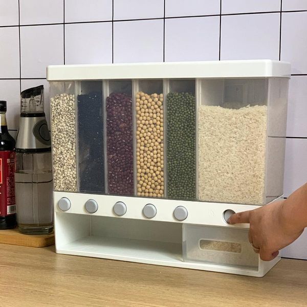 storage bottles & jars wall mounted divided rice and cereal dispenser 6 moisture proof automatic racks sealed food box container
storage bottles & jars wall mounted divided rice and cereal dispenser 6 moisture proof automatic racks sealed food box container