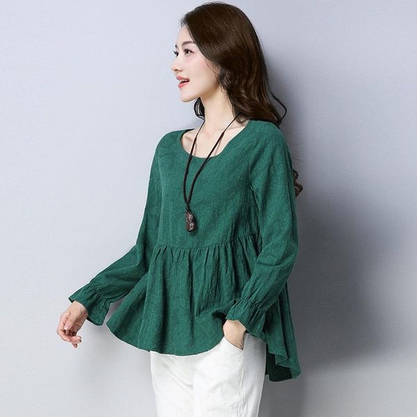 women's blouses & shirts cute swee solid linen shirt women loose jacquard long sleeve ruffled girl literary cotton blouse doll 7 color, White
women's blouses & shirts cute swee solid linen shirt women loose jacquard long sleeve ruffled girl literary cotton blouse doll 7 color, White