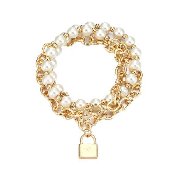 bangle ornapeadia retro multilayer pearl chain women's jewelry concentric lock pendant alloy bracelet for women luxury jewlery, Black
bangle ornapeadia retro multilayer pearl chain women's jewelry concentric lock pendant alloy bracelet for women luxury jewlery, Black