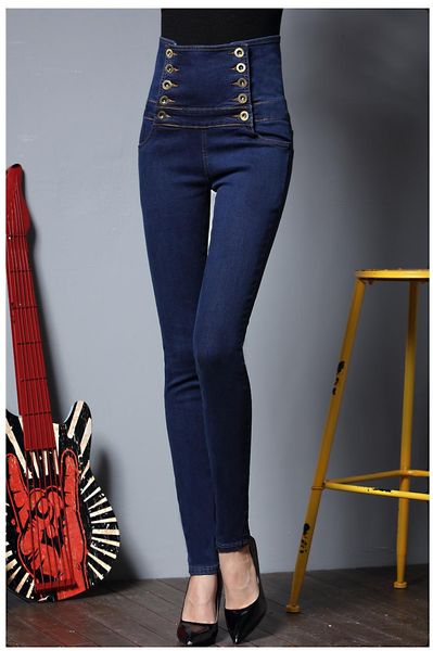 women's jeans button high street style waist skinny long denim pencil pants plus size women lady reverse lace up, Blue
women's jeans button high street style waist skinny long denim pencil pants plus size women lady reverse lace up, Blue