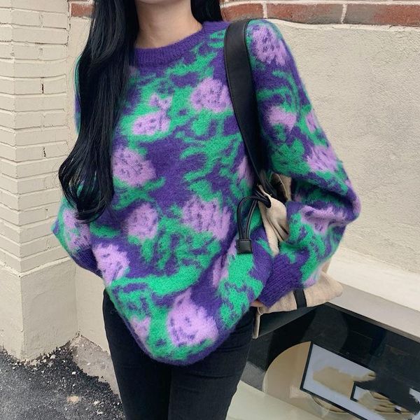 women's sweaters runway autumn fashion round neck pullover long sleeve sweater winter flower loose casual plus size knitted clothing, White;black 
women's sweaters runway autumn fashion round neck pullover long sleeve sweater winter flower loose casual plus size knitted clothing, White;black