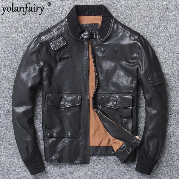 men's leather & faux black jacket men korean sheepskin coat biker spring baseball collar cuero genuino x-1719 pph341
men's leather & faux black jacket men korean sheepskin coat biker spring baseball collar cuero genuino x-1719 pph341