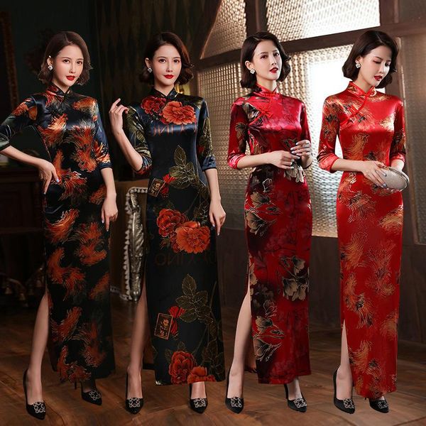 ethnic clothing 2021 autumn middle-sleeved split cheongsam modern retro style fashion printed stand-up collar long dress qipao, Red
ethnic clothing 2021 autumn middle-sleeved split cheongsam modern retro style fashion printed stand-up collar long dress qipao, Red