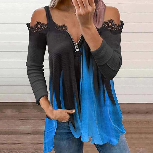 women's blouses & shirts fashion blouse casual loose zipper v-neck lace halter shirt long sleeve print splicing blusas mujer 2021, White
women's blouses & shirts fashion blouse casual loose zipper v-neck lace halter shirt long sleeve print splicing blusas mujer 2021, White