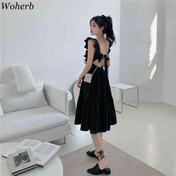 square collar backless women dress bow bandage hollow-out dresses korean chic long vestido femme summer robe 210417, Black;gray
square collar backless women dress bow bandage hollow-out dresses korean chic long vestido femme summer robe 210417, Black;gray