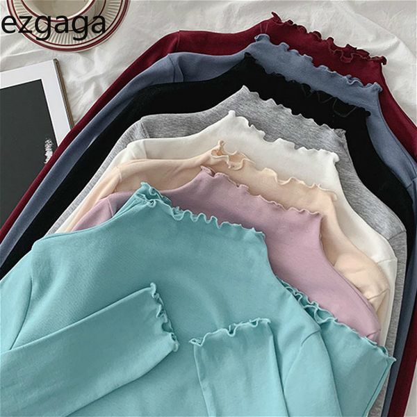 ezgaga women t shirt ruffles korean fashion ins style female casual turtleneck t-shirt long sleeve all-match pullover solid 210430, White
ezgaga women t shirt ruffles korean fashion ins style female casual turtleneck t-shirt long sleeve all-match pullover solid 210430, White