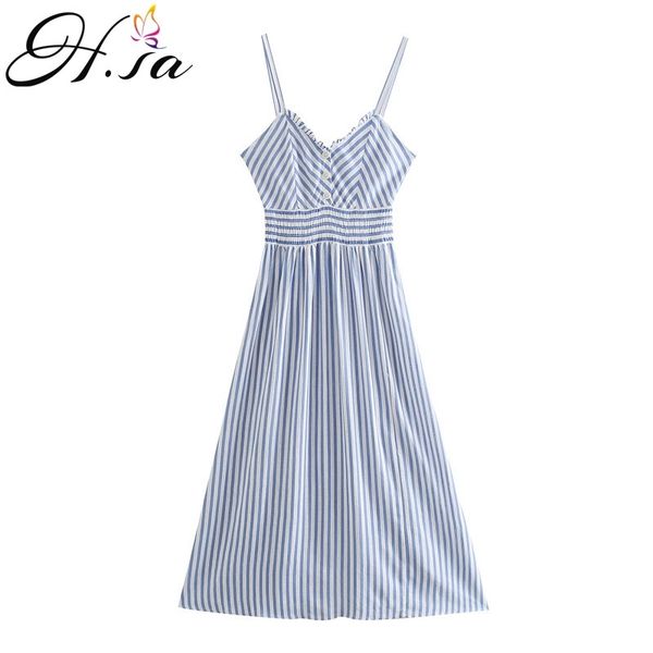 hsa women summer dresses sleeveless strap vestidos v neck blue and white striped casual pleated summer robe boho 210716, Black;gray
hsa women summer dresses sleeveless strap vestidos v neck blue and white striped casual pleated summer robe boho 210716, Black;gray